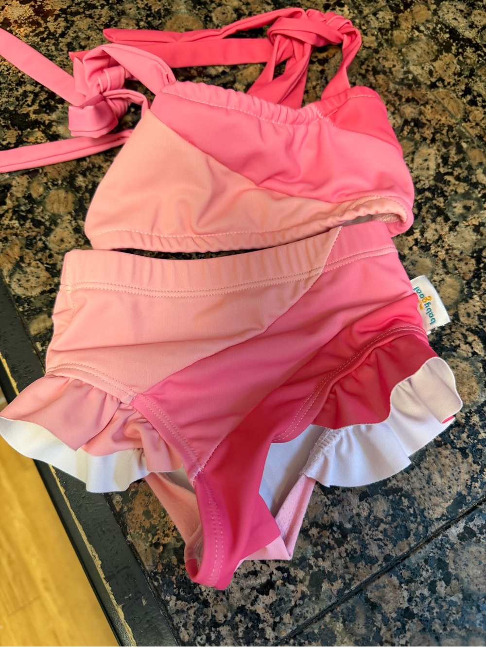 Girls Pink Ombre Ruffle Bikini Set - Two-Piece Swimwear